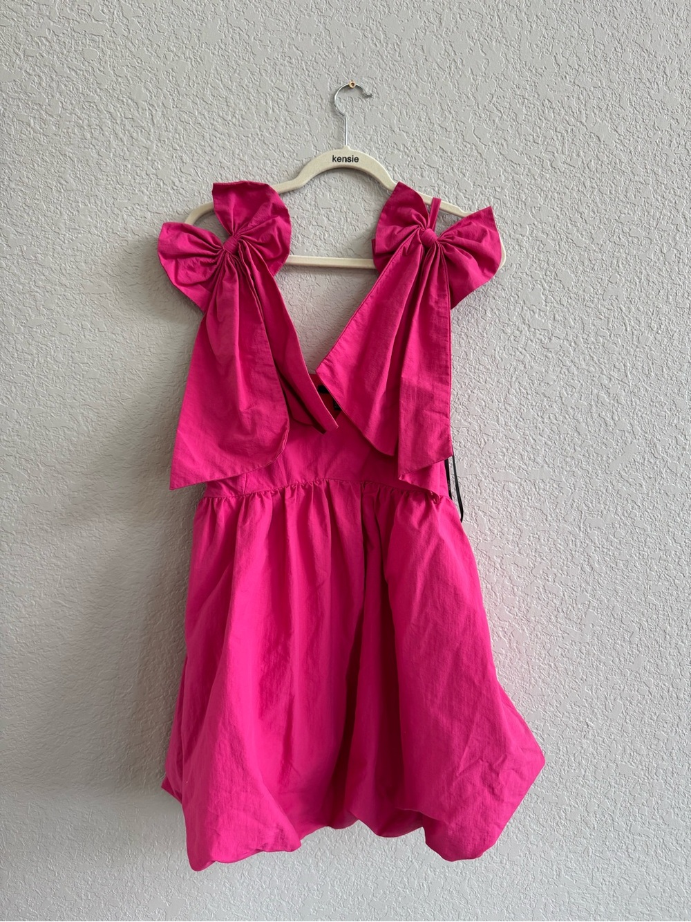 H&M Hot Pink Mini Dress with Bow Straps - Barbie Vibes